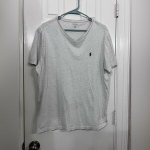 Polo by Ralph Lauren Men's Light Gray V-Neck Tee